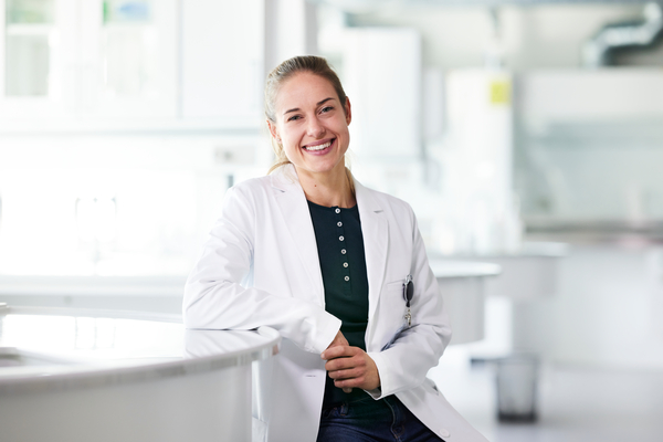 Female pharmacist smiling